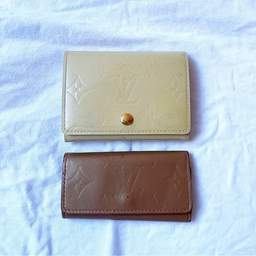 LOUIS VUITTON Bundle Lot 2 Vernis Card Holder & Key Holder Tan Cream Project